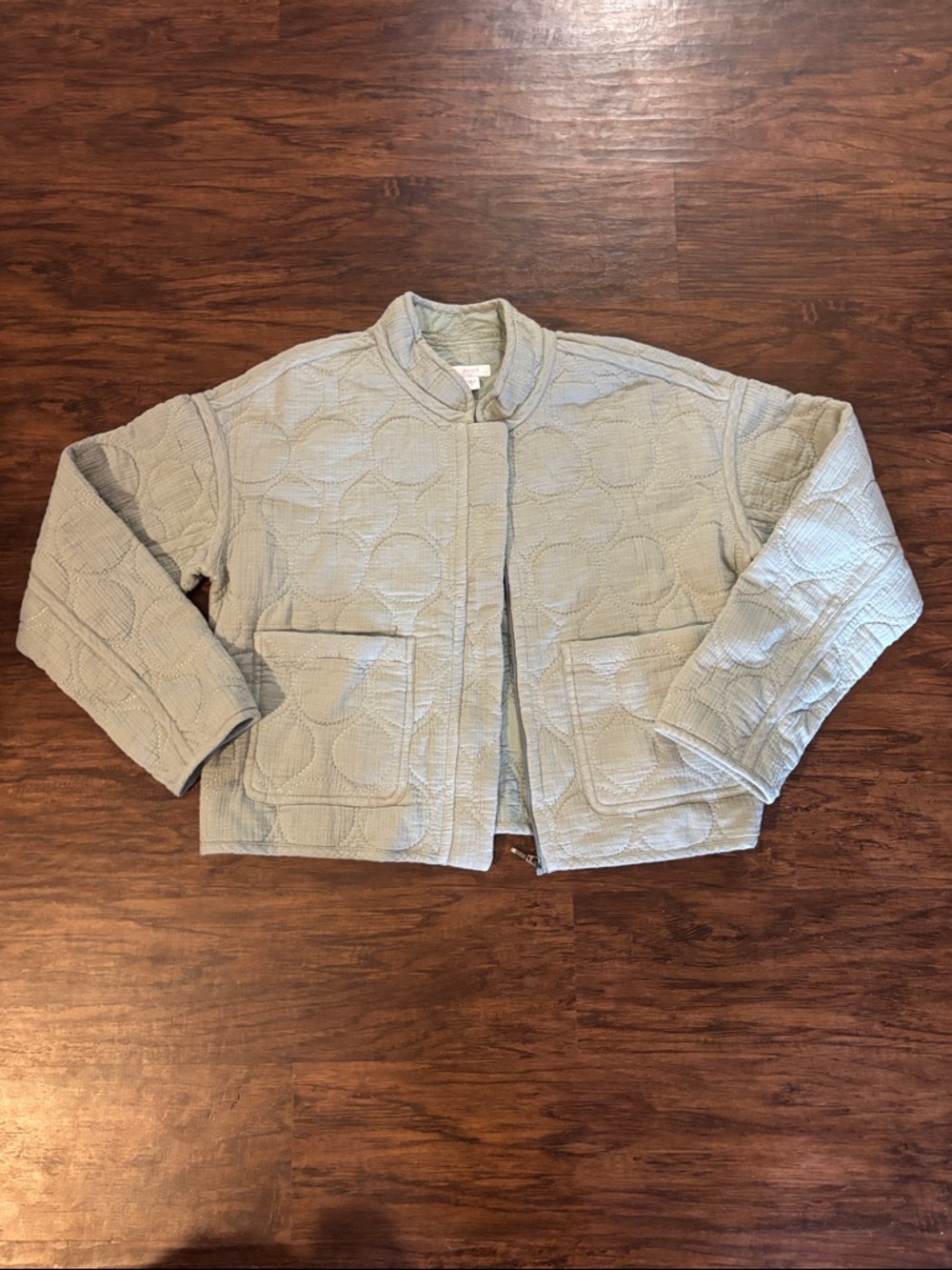 J Jill Light Blueish Green Quilted Boxy Jacket - Women